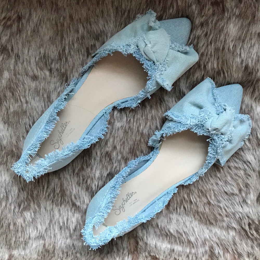🆕NIB RARE Seychelles bow tie flats - denim flats - Picture 5 of 8